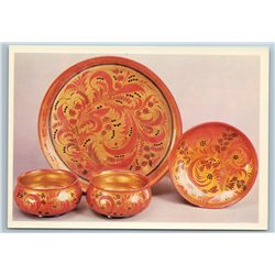 KHOKHLOMA Russian Wood painting handicraft Ornament Tableware SET 13 Postcards