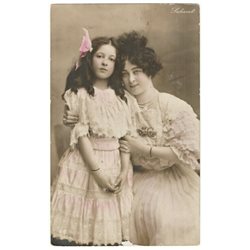 1900’s SAHARET Can-Can Dancer Little Girl Hand Tinted Antique RPPC Postcard