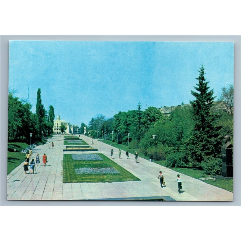 Chernigov Ukraine Lane Heroes WWII Trees Birches Pioneers Nation Vintage Postcard