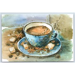 TEA PARTY TIME COFFEE Cup Vanilla beans Sweets Russian NEW Postcard