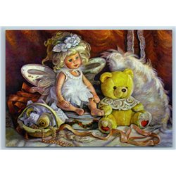 Doll and Teddy Bear Sew Toys Art Russia Modern Postcard
