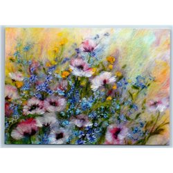 FLOWERS Tenderness of POPPIES Pictures ART of Wool New Unposted Postcard