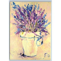 LAVENDER Bouquet in decorative bucket Provence Style New Unposted Postcard