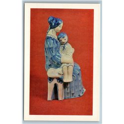 PORCELAIN of GZHEL Russian folk art Ethnic Figurines SET of 16 Soviet Postcards