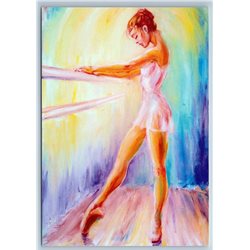 PRETTY GIRL Young Ballerina at barre Ballet Dancer New Unposted Postcard