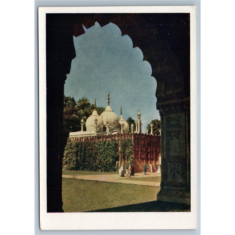 1958 INDIA Red Fort in DELHI Real Photo Soviet USSR Postcard