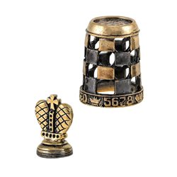 Thimble CHESS KING Two Tone Secret Solid Brass Metal Russian Souvenir Collection