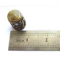 Thimble BUTTERFLY FLOWERS Openwork Tracery 2 Tone Solid Brass Russian Collection