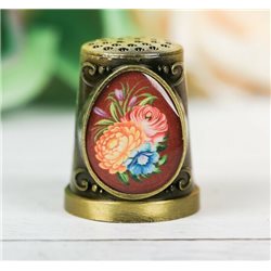 Thimble BOUQUET FLOWER EASTER Pattern Solid Brass Metal Russian Collection