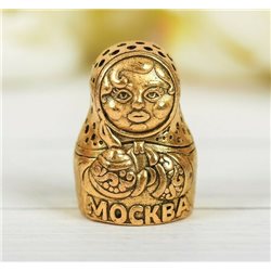 Thimble MATRYOSHKA DOLL Moscow Pattern Solid Brass Metal Russian Collection