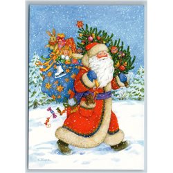DED MOROZ with Sack of Gifts Dolls Toys Russian SANTA New Year Xmas New Postcard