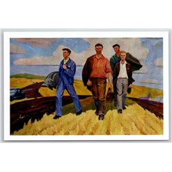 KOLKHOZ WORKERS USSR Family of Grain grower by Ishchenko Russian New Postcard
