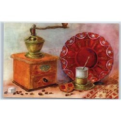 COFFEE MILL Cup Sugar Time Russian Unposted Modern Postcard