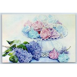 Marshmallows sweets and Lilac Russian Unposted Modern Postcard