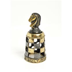 Thimble CHESS KNIGHT Two Tone with Secret Solid Brass Metal Russian Souvenir