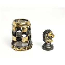 Thimble CHESS KNIGHT Two Tone with Secret Solid Brass Metal Russian Souvenir