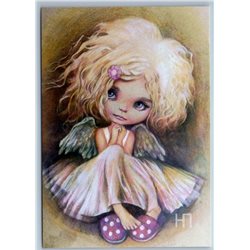 CUTE LITTLE GIRL with Angel Wings by Potokin New Unposted Postcard