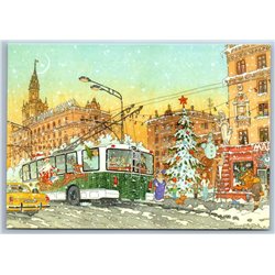 FUNNY DED MOROZ n SNOW MAIDEN Carriage in Russian City New Unposted Postcard