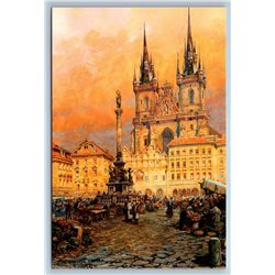 PRAGUE Czech NIGHT at old Town Square by Friedrich Frank New Unposted Postcard
