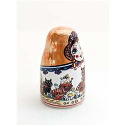 Thimble Big MATRYOSHKA DOLL CATS Nesting Solid Porcelain Russian Ethnic Souvenir