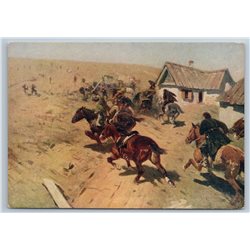 1954 CAVALRY ATTACK Cossack farm Peasant Military Soviet USSR Postcard