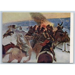 1954 CAVALRY ATTACK Civil War Novocherkassk GUNS Cossack Soviet USSR Postcard