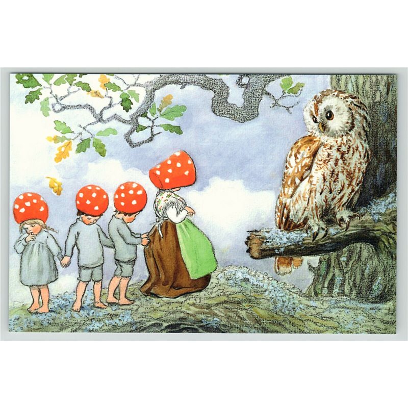 GNOMES DWARF Children of Forest Fantasy by Elsa Beskow Russian Modern postcard