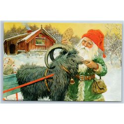 BROWNIE dwarf n GOAT Christmas Gifts Nisse by Jenny Nyström Russian New Postcard