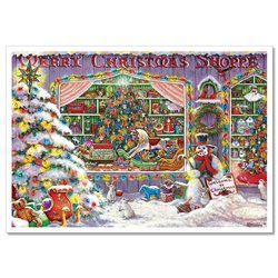 Xmas TOY Shop Interior Life style ART by Janet Kruskamp Russian Mdrn Postcard