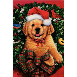 PUPPY dog in Christmas Hat Gift by Jenny Newland Funny Russia Modern Postcard