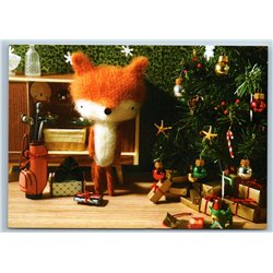 Toy Fox on the eve of Christmas Interior Funny Russia Modern Photo Postcard