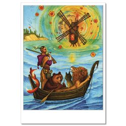 Beasts in the boat Mill ETHNIK Folk by Shtanko Russian Modern Postcard