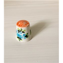 Thimble FLORAL Gzhel Hand Painted Made Solid Porcelain Russian Ethnic Souvenir