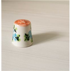 Thimble FLORAL Gzhel Hand Painted Made Solid Porcelain Russian Ethnic Souvenir