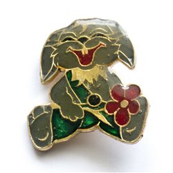 RUSSIAN Funny BUNNY Rabbit Hare with flower Badge Kid Child Soviet Children Pin