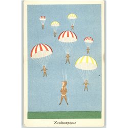 Skydiver without Parachute Hungary Caricature comic funny Sport RARE Postcard