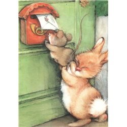 Lisi MARTIN~ BUNNY Rabbit push Mouse Mice Letter Post New Modern KIDS postcard
