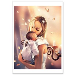 Woman Mom hug BABY Maternity Love  by Cyril Rolando Russian Modern Postcard