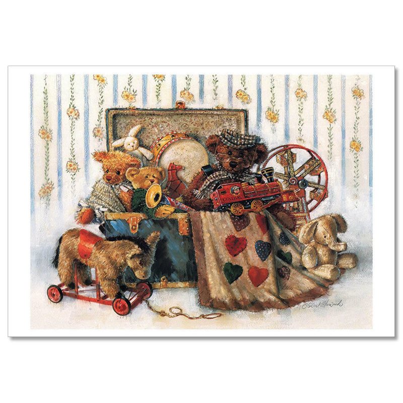 TEDDY BEAR TOYS chest box Bunny Horse Funny by Sherwood Russian Modern Postcard