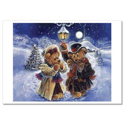TEDDY BEAR TOYS Christmas Tree Lights by Sherwood Russian Modern Postcard