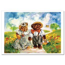 TEDDY BEAR TOY country nature Rural by Sherwood Russian Modern Postcard