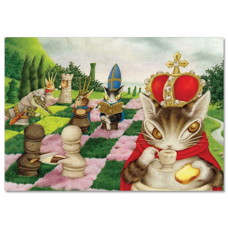 CAT CHESS Tea Party Time by Wachifield Russian Modern Postcard