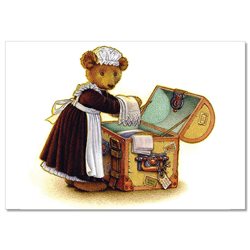 TEDDY BEAR the maid puts things in the chest NEW Russian Postcard