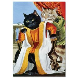 CAT King on Chair and Counselor by Susan Herbert NEW Russian Postcard