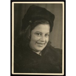 1930s Pretty Smiling Woman in Hat Old Fashion Russian antique photo