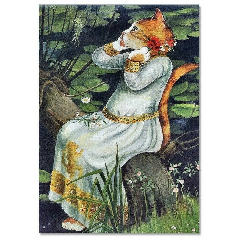 Victorian CAT WATERHOUSE "Ophelia"  by Susan Herbert NEW Modern Postcard