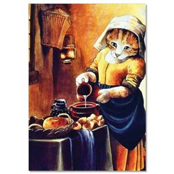 Victorian CAT The maid cooks dinner Kitchen by Susan Herbert NEW Modern Postcard