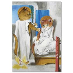 Victorian CAT Egyptian cats with flower by Susan Herbert NEW Modern Postcard