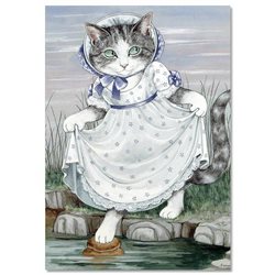 Victorian CAT Pretty CAT in White Dress by Susan Herbert NEW Modern Postcard
