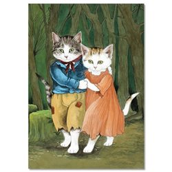 Victorian CAT The poor in the forest by Susan Herbert NEW Modern Postcard